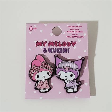 Sanrio Hello Kitty My Melody And Kuromi Slumber Party Enamel Pin Set