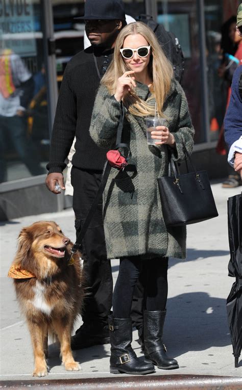 Amanda Seyfried And Her Dog Finn On The Set Of She Dog Amanda