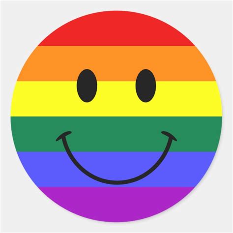 Rainbow Smiley Face Classic Round Sticker Zazzle