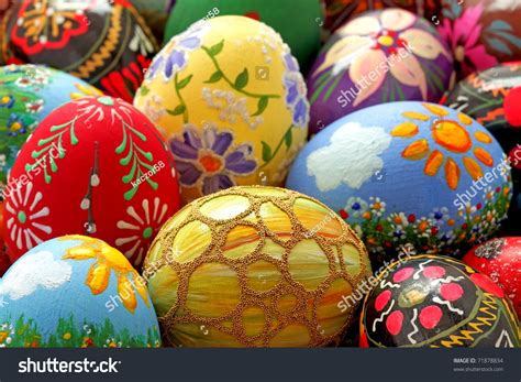 Easter Egg Hand Painted Beautiful Colorful Stock Photo