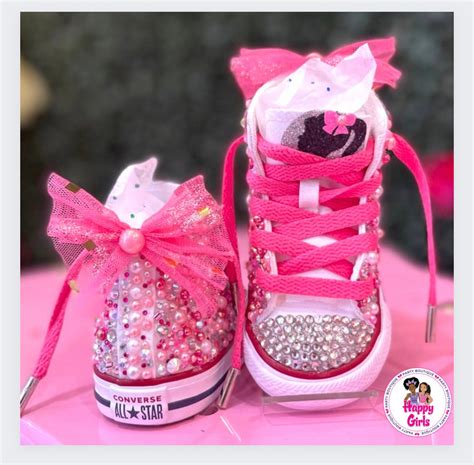 Hot Pink Barbs Inspired Bedazzled Converse Pink And White Etsy