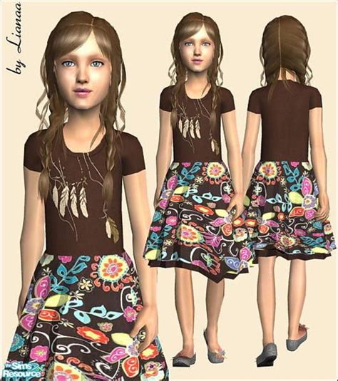 Brown T Shirt With Patterned Skirt For Girls By Lianatsr Fashion