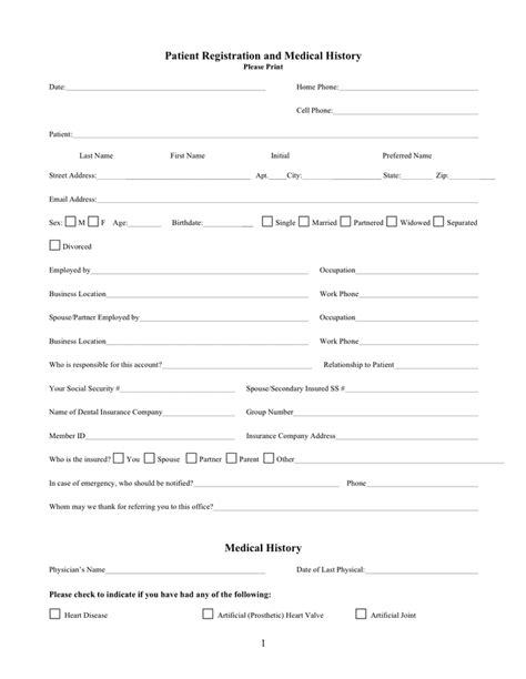 Patient Registration And Medical History Form In Word And Pdf Formats