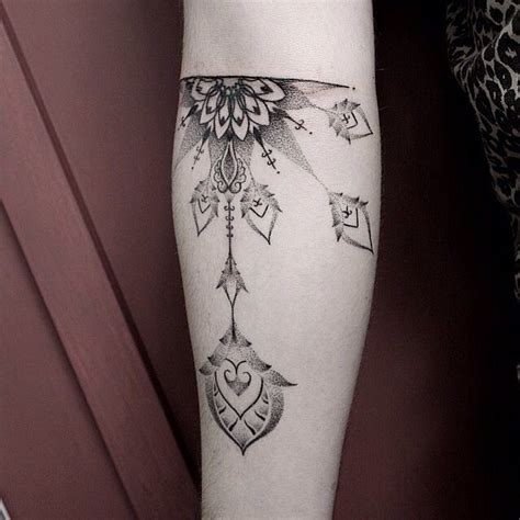 Elegant Floral Patterns Forearm Dotwork Tattoo Tattooimagesbiz