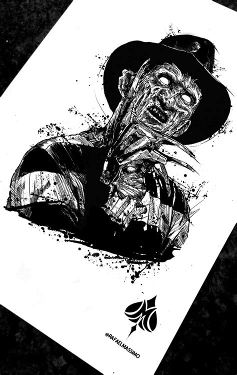 Freddy Krueger Blackwork Sketch By Rafaelmassimo Freddykrueger