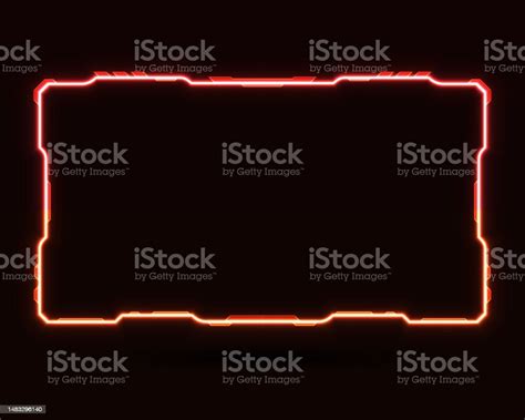 Abstract Neon Red Stream Overlay Webcam Screen Frame With Yellow Border