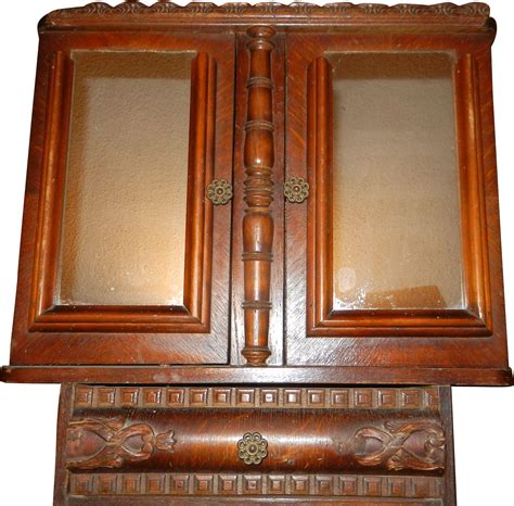 Check spelling or type a new query. Antique Oak Wall or Medicine Cabinet with Double Doors and ...