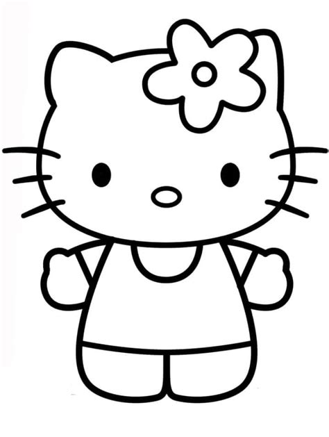 Hello Kitty Sencillo Para Colorear Imprimir E Dibujar Coloringonlycom