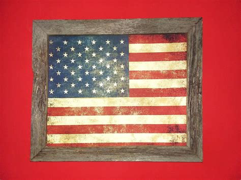 american flag art frame flag picture primitive wood frame decor custom framed wall decor