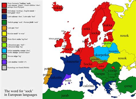 Etymologies Of The Word For Sock In European Languages Oc 2717 ×