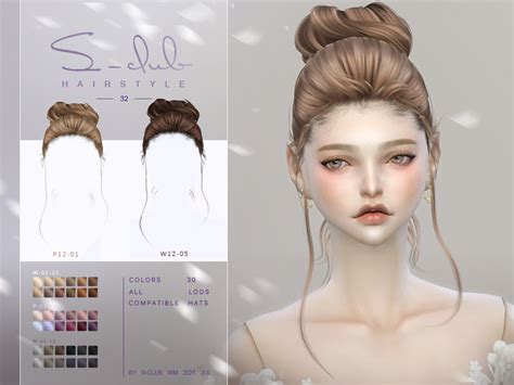 The Sims Resource Cute Hair Bun Moka By S Club