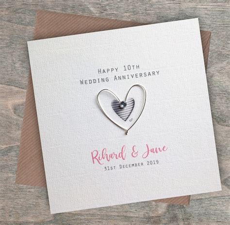 10th Wedding Anniversary Card Tin Personalised And Handmade Etsy
