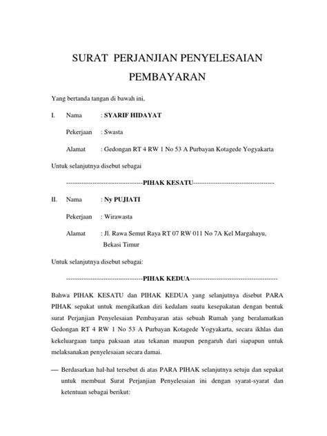 Contoh Surat Pernyataan Kesanggupan Membayar Angsuran Dunia Belajar