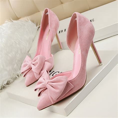 Women Big Bow Tie Pumps Butterfly Pointed Stiletto Shoes Woman High Heels Plus Size Wedding