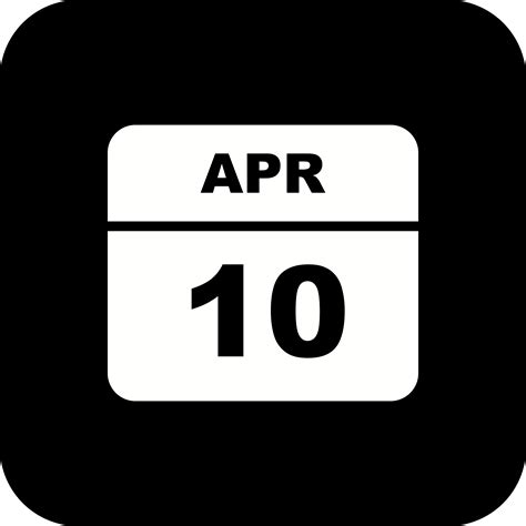 April 10th Date On A Single Day Calendar 496812 Vector Art At Vecteezy