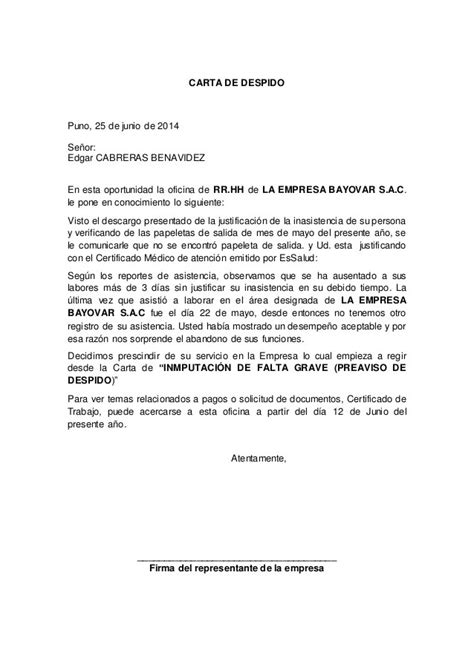 Ejemplo Carta De Aviso De Despido En Chile Financial Report