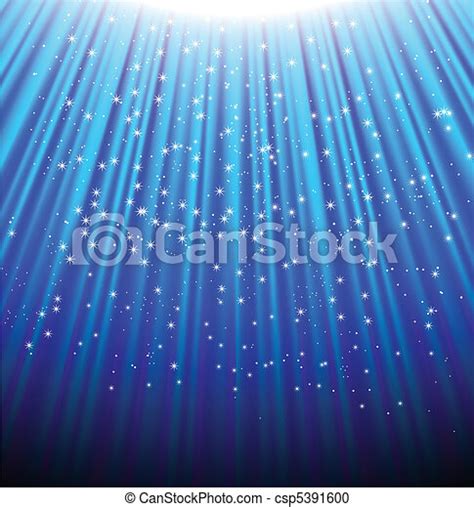 Vector Clipart Of Blue Light Beams With Glitter Stars Vector