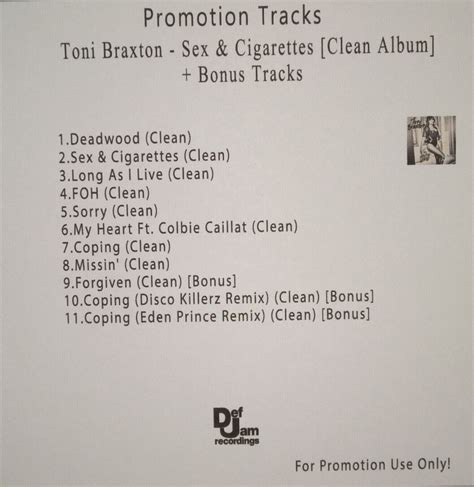 Cd Pop Music Promo Toni Braxton Sex And Cigarettes Clean Album Bonus Ebay