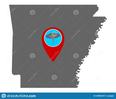 Map Of Arkansas And Pin Tornado Warning Stock Vector Illustration Of