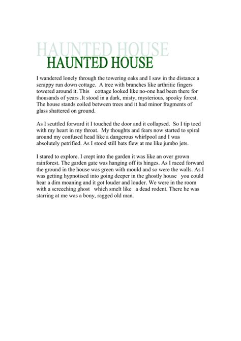 Descriptive Writing Haunted House
