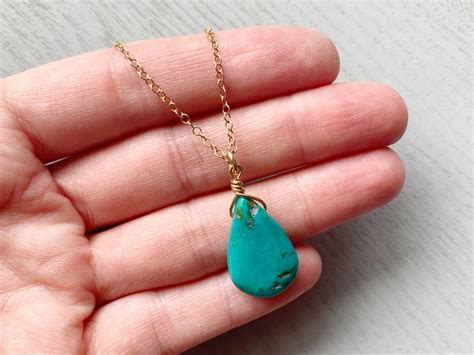 Raw Turquoise Necklace 14k Gold Or Silver Turquoise Choker Etsy