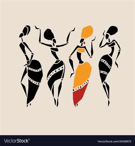 African Dancers Silhouette Set Royalty Free Vector Image