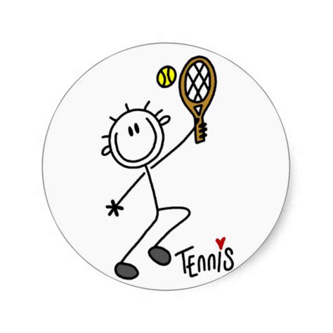 Basic Stick Figure Tennis Tshirts And Ts Classic Round Sticker