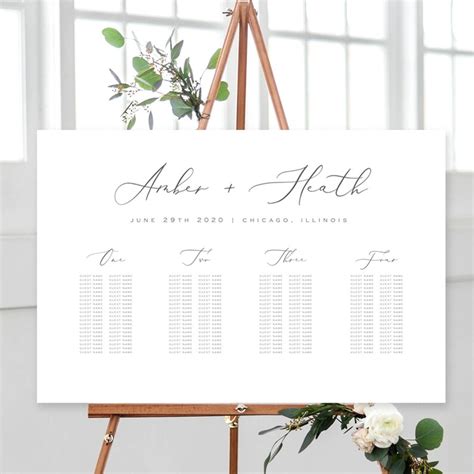 Long Table Seating Chart Printable Wedding Seating Chart Etsy