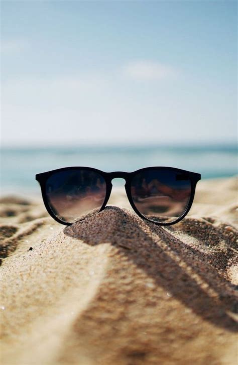 Black Sunglasses In The Beach Sand Cute Backgrounds Blue Sky Cute