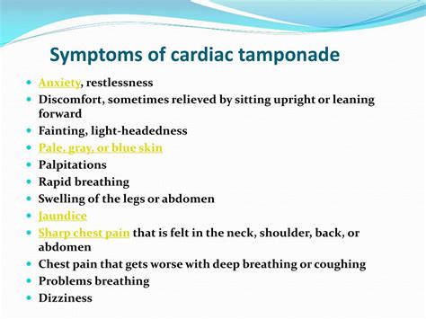 Pericardial Tamponade Signs And Symptoms