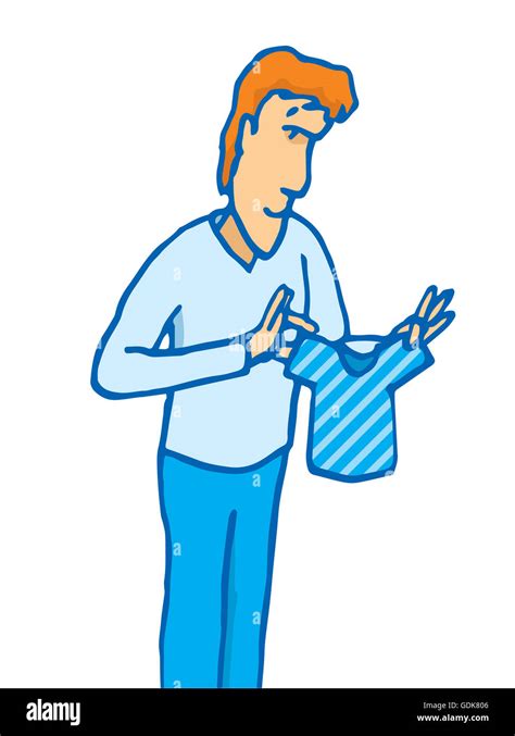 Cartoon Illustration Of A Man Holding A Tiny Shrinked Or Small Sized T