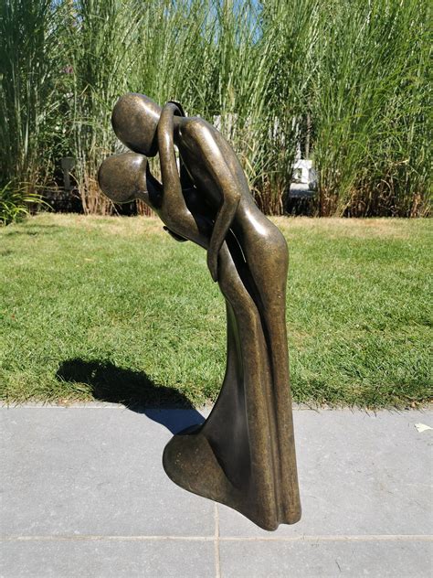 Couple Embracing And Kissing Bronze Sculpture Large Etsy Australia