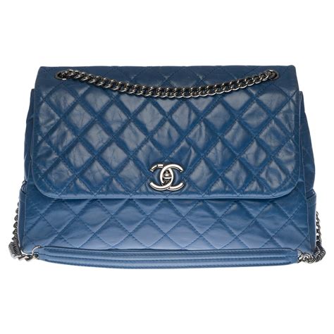 Chanel Light Blue Quilted Denim Drawstring Bag At 1stdibs Chanel