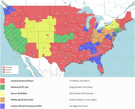 Nfl Week 12 Coverage Map Tv Schedule For Cbs Fox Regional Broadcasts