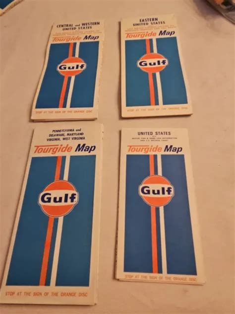 Vintage Gulf Oil Us Maps Lot Of 4 Eastern Central And Western Areas Of