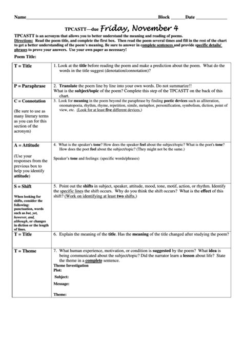 Our version of tpcastt also. Tpcastt Worksheet printable pdf download