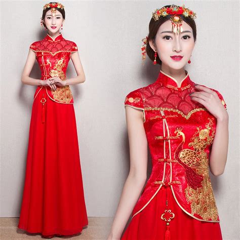 Red Sexy Wedding Dress Traditional Chinese Wedding Gown Bride Short