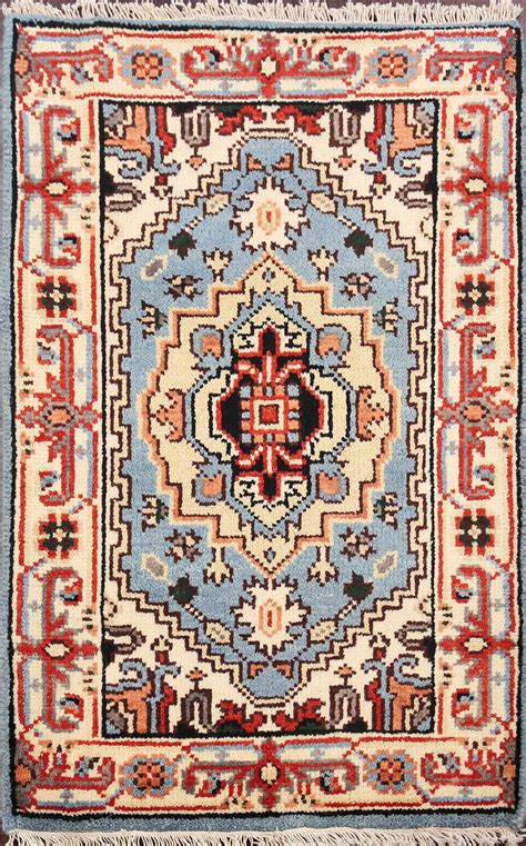 Blue area rugs are known to add color, comfort, and texture to your floors. Geometric Oriental Light Blue Area Rug Wool Hand-Knotted ...