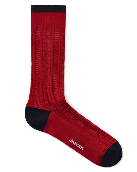 Want access to over 1,000 knitting patterns? Jaeger Festive Cable Knit Socks in Red for Men | Lyst