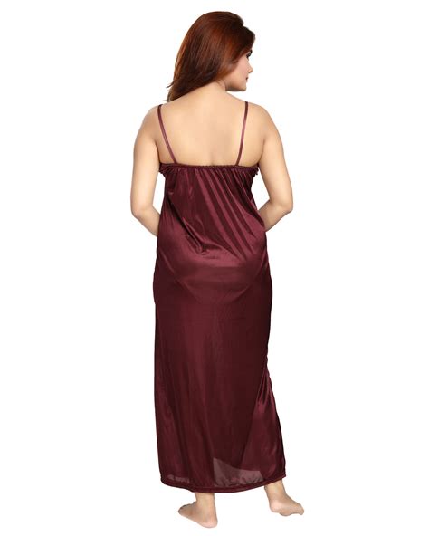 Buy Be You Fashion Women Satin Maroon Lace 2 Piece Nighty Set Online ₹449 From Shopclues