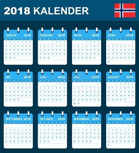 Noorse Kalender Voor 2018 Planner Agenda Of Agendamalplaatje Het Begin