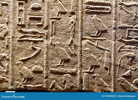 Ancient Egyptian Hieroglyphic Cuneiform Writing Editorial Stock Image