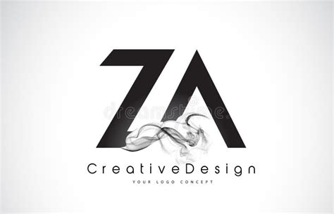 Za Letter Logo Design With Black Smoke Stock Vector Illustration Of