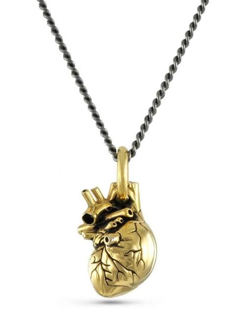Small Anatomical Heart Pendant By Lost Apostle Gold Plated Bronze In