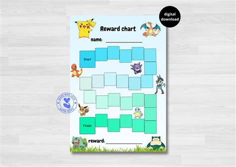 Pokémon Reward Chart For Kids Behaviour Tracker Habit Etsy Nederland