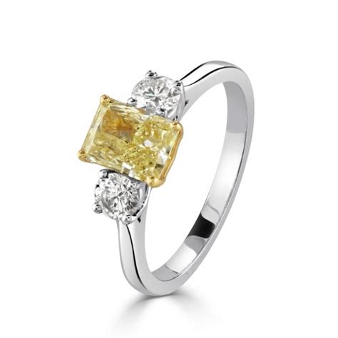 Platinum And 18ct Yellow Gold Yellow Diamond Three Stone Ring Rings