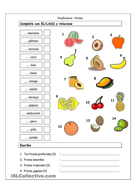Vocabulario Frutas Sopa De Letras Para Niños Vocabulario Actividades