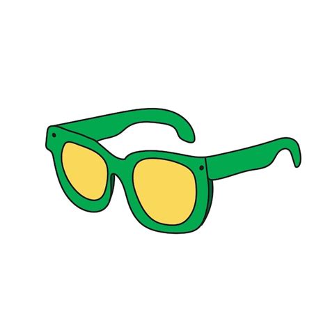 premium vector simple cartoon icon sunglasses green and yellow colors
