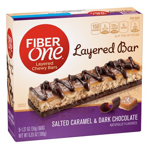 fiber one salted caramel and dark chocolate layered chewy bars 6 35 oz