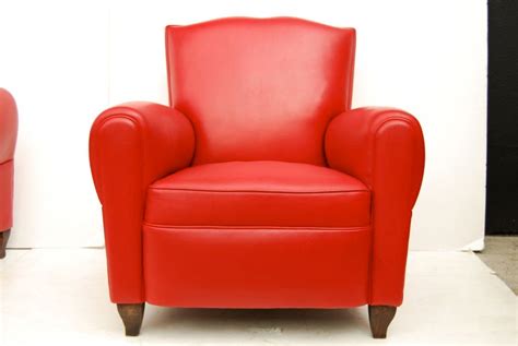 Clauderson 50 wide club chair red. French Red Leather Club Chairs For Sale at 1stdibs